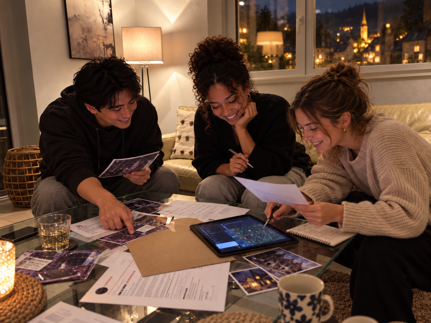 Des amis examinent ensemble les preuves d'une cyber-investigation